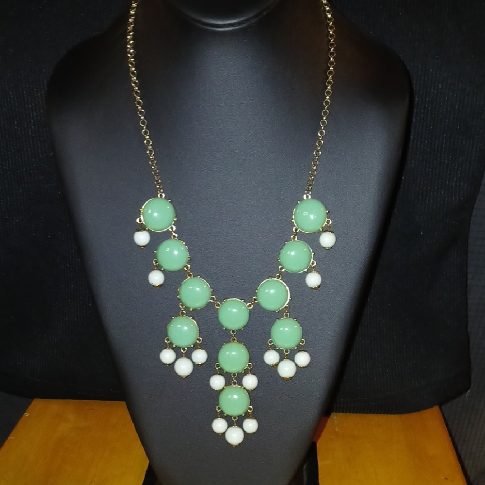 Elegant Green and White Necklace